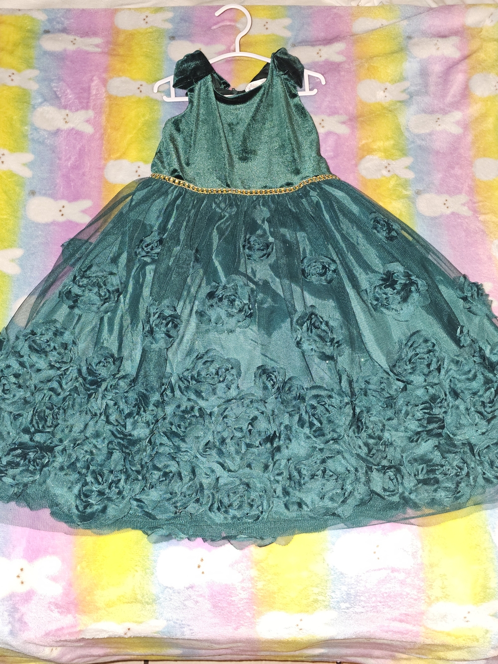 Nannette Emerald Green Floral Tulle Dress for Girls